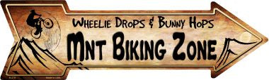 Mountain Biking Zone Novelty Metal Arrow Sign