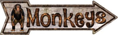 Monkeys Novelty Metal Arrow Sign