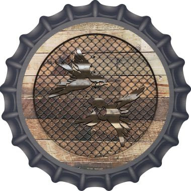 Corrugated Little Birds on Wood Novelty Metal Bottle Cap 12 Inch Sign (Not Real Wood)