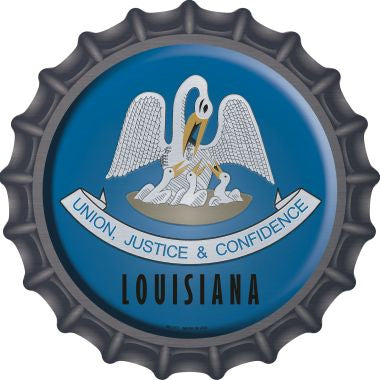 Louisiana State Flag Novelty Metal Bottle Cap 12 Inch Sign