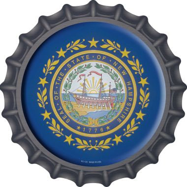 New Hampshire State Flag Novelty Metal Bottle Cap 12 Inch Sign