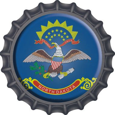 North Dakota State Flag Novelty Metal Bottle Cap 12 Inch Sign