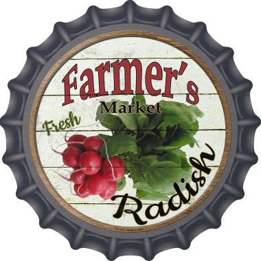 Farmers Market Radish Novelty Metal Bottle Cap 12 Inch Sign