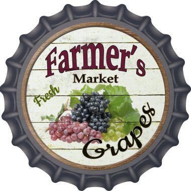 Farmers Market Grapes Novelty Metal Bottle Cap 12 Inch Sign