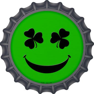 Shamrock Smiling Face Novelty Metal Bottle Cap 12 Inch SIgn
