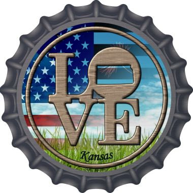 Love Kansas Novelty Metal Bottle Cap 12 Inch Sign