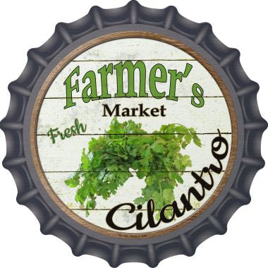 Farmers Market Cilantro Novelty Metal Bottle Cap 12 Inch Sign
