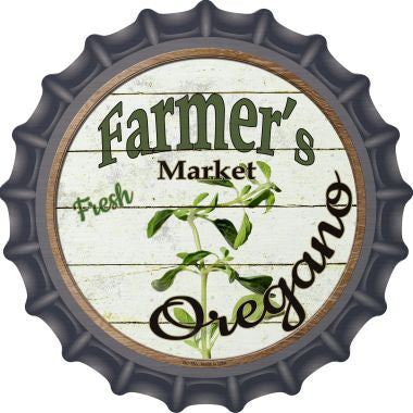 Farmers Market Oregano Novelty Metal Bottle Cap 12 Inch Sign