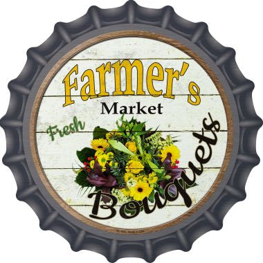 Farmers Market Bouquets Novelty Metal Bottle Cap 12 Inch Sign