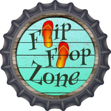 Orange Flip Flop Zone Novelty Metal Bottle Cap 12 Inch Sign