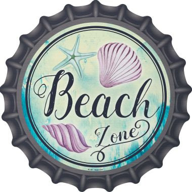 Beach Zone Novelty Metal Bottle Cap 12 Inch Sign