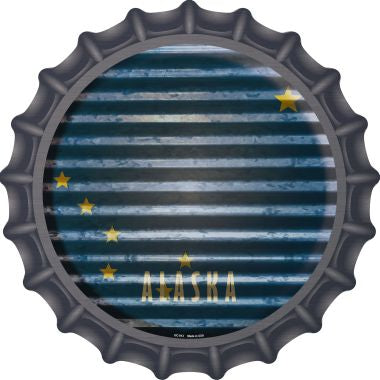 Alaska Flag Corrugated Effect Novelty Metal Bottle Cap 12 Inch Sign