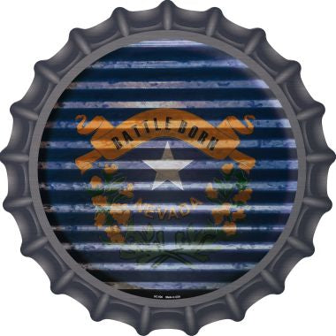Nevada Flag Corrugated Effect Novelty Metal Bottle Cap 12 Inch Sign