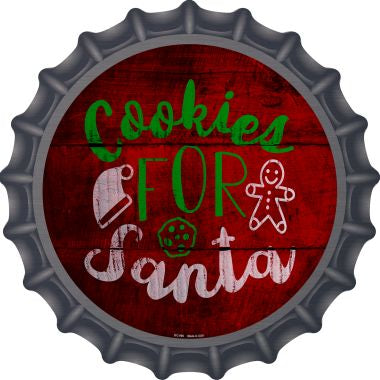 Cookies For Santa Novelty Metal Bottle Cap 12 Inch Sign