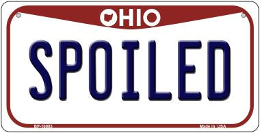 Spoiled Ohio Novelty Metal Bicycle Plate BP-10083