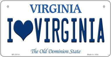 I Love Virginia Novelty Metal Bicycle Plate BP-10114