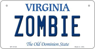 Zombie Virginia Novelty Metal Bicycle Plate