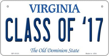 Class of '17 Virginia Novelty Metal Bicycle Plate BP-10131
