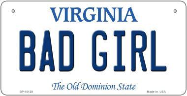 Bad Girl Virginia Novelty Metal Bicycle Plate