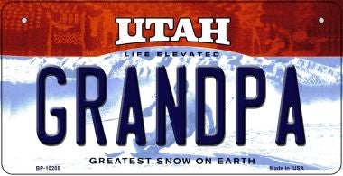 Grandpa Utah Novelty Metal Bicycle Plate BP-10205