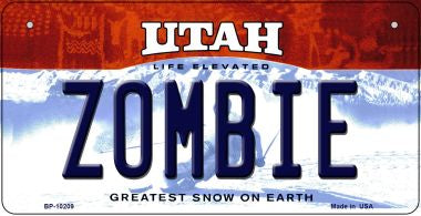Zombie Utah Novelty Metal Bicycle Plate