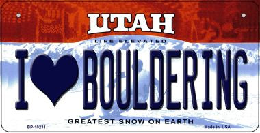 I Love Bouldering Utah Novelty Metal Bicycle Plate BP-10231