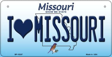 I Love Missouri Novelty Metal Bicycle Plate BP-10247