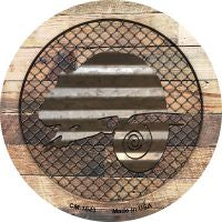 Corrugated Chameleon on Wood Novelty Metal Mini Circle Magnet CM-1043