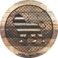 Corrugated Lion on Wood Novelty Circle Coaster Set of 4