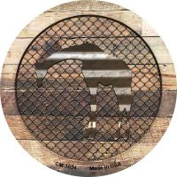 Corrugated Giraffe on Wood Novelty Circle Coaster Set of 4