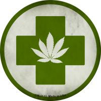 Cannabis Green Cross Novelty Circle Coaster Set of 4