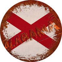 Alabama Rusty Stamped Novelty Circle Coaster Set of 4