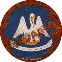 Louisiana Rusty Stamped Novelty Circle Coaster Set of 4
