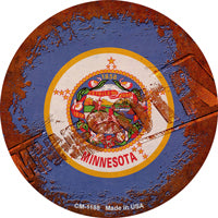 Minnesota Rusty Stamped Novelty Circle Coaster Set of 4