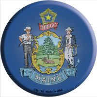 Maine State Flag Novelty Circle Coaster Set of 4