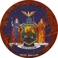 New York Rusty Stamped Novelty Circle Coaster Set of 4