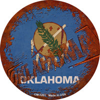 Oklahoma Rusty Stamped Novelty Circle Coaster Set of 4