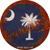 South Carolina Rusty Stamped Novelty Circle Coaster Set of 4