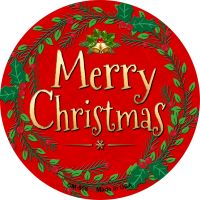 Merry Christmas Red Bright Novelty Circle Coaster Set of 4