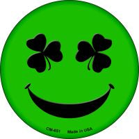 Shamrock Smiling Face Novelty Metal Mini Circle Magnet