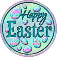 Happy Easter with Eggs Novelty Metal Mini Circle Magnet