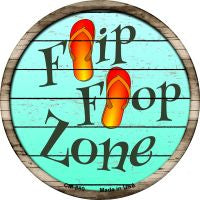 Orange Flip Flop Zone Novelty Metal Mini Circle Magnet