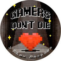 Gamers Dont Die Heart Novelty Circle Coaster Set of 4