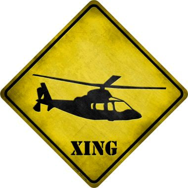 Helicopter Xing Novelty Metal Crossing Sign CX-126