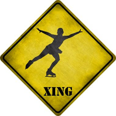 Figure Skater Xing Novelty Metal Crossing Sign CX-193