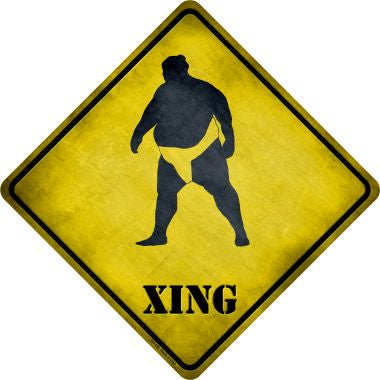 Sumo Wrestler Xing Novelty Metal Crossing Sign CX-199