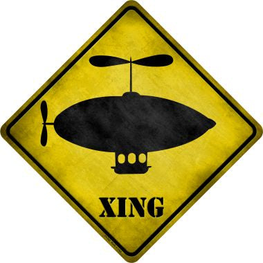 Cartoon Dirigible Xing Novelty Metal Crossing Sign