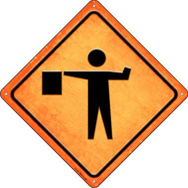 Man Holding Flag Novelty Metal Crossing Sign CX-380