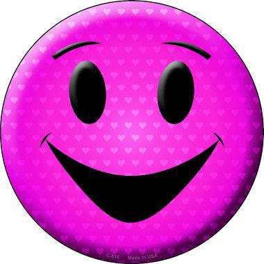 Pink Smiling Face Novelty Metal Circular Sign
