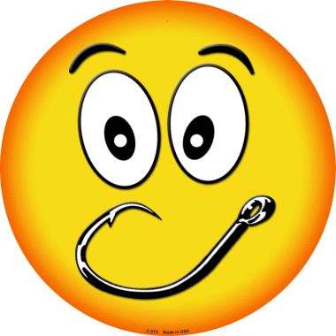 Smiling Face With Hook Novelty Metal Circular Sign